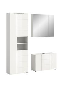 Welltime, Welltime Badm&ouml;bel-Set &raquo;Biel, H&ouml;he 190 cm, Hochschrank, Unterschrank, Spiegelschrank&laquo; 3 Stk. tlg., wei&szlig; melamin, B/H/T: 157 cm cm x 190 cm cm