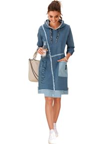 Damen Jeanskleid mit Fransen-Verzierung blue-bleached