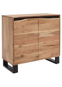 Livetastic Sideboard , Schwarz, Akaziefarben , Holz, Metall , Akazie,Akazie , vollmassiv,vollmassiv , Holz , 1 F&auml;cher , 85x80x40 cm , stehend , Kleinm&ouml;bel, Kommoden, Sideboards