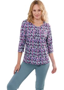 Damen Schlupfbluse mit Falten am Ausschnitt mint-marine-bedruckt