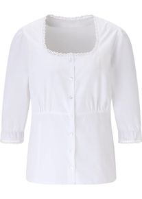 Damen Trachtenbluse mit 3/4-langen Puff&auml;rmeln weiss