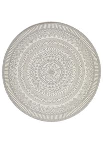 Novel Outdoorteppich , Grau , Textil , Boho , rund , Oeko-Tex&reg; Standard 100 , waschbar , Teppiche & B&ouml;den, Teppiche, Runde Teppiche