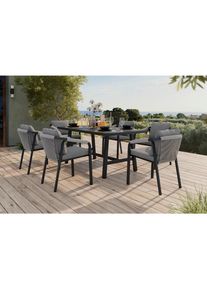 Ambia Garden Gartentischgruppe , Anthrazit, Grau , Metall, Textil , F&uuml;llung: Schaumstoff,Polyester , rechteckig , eckig , Bsci, DIN EN ISO 9001 , Gartenm&ouml;bel, Gartentische
