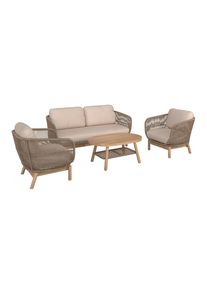 Ambia Garden Gartenm&ouml;bel-Set , Beige, Teakfarben , Holz, Metall, Textil , 11-teilig , Akazie , massiv , F&uuml;llung: Polyester,Komfortschaum , UV-best&auml;ndig , Gartenm&ouml;bel, Gartengarnituren, Gartenm&ouml;bel-Sets
