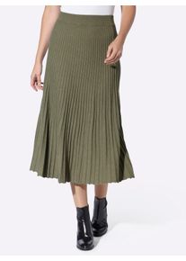 Heine Witt Damen Strickrock mit Plissee-Optik, khaki-meliert, Gr&ouml;&szlig;e 36, 50% Viskose, 28% Polyester, 22% Polyamid