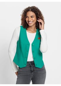 WITT Damen Weste mit spitz zulaufendem Saum, smaragd, Gr&ouml;&szlig;e 54, 100% Polyester