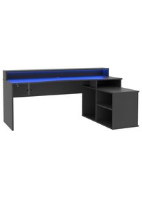Mid.you Gaming-Tisch , Schwarz , Metall, Kunststoff, Holzwerkstoff , rechteckig , Wange , 125.4x91.1x200 cm , Kabeldurchlass, Stauraum , B&uuml;rom&ouml;bel, Schreibtische, Computertische