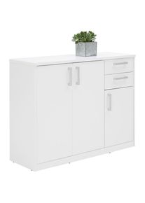 Xora Kommode , Weiss , Holzwerkstoff , 3 F&auml;cher , 2 Schublade(n) Schubladen , 106x84x36 cm , Typenauswahl , Kleinm&ouml;bel, Kommoden, Kommoden