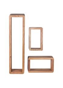 Mid.you Wandregalset , Akaziefarben , Holz , 3-teilig , Akazie , massiv , 80x20x15 cm , h&auml;ngend , Wohnzimmer, Regale, Wandregale