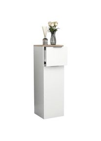 Mid.you Highboard , Weiss, Sonoma Eiche , Metall , 1 F&auml;cher , 1 Schublade(n) Schubladen , 30x95x30 cm , erweiterbar, stehend , Kleinm&ouml;bel, Kommoden, Highboards