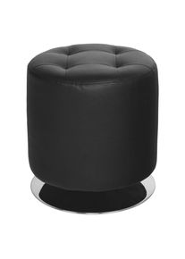 Hocker , Schwarz, Chromfarben , Metall, Textil , rund , 40x40x40 cm , Wohnzimmer, Sessel, Hocker, Sitzhocker