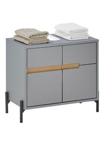 Mid.you Waschbeckenunterschrank , Eichefarben, Hellgrau , Holzwerkstoff , 60x55x35 cm , stehend , Badezimmer, Badezimmerschr&auml;nke, Waschbeckenunterschr&auml;nke