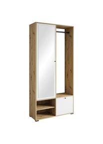 P & B Garderobe , Weiss, Eiche Artisan , Holzwerkstoff , 90x190x33 cm , FSC , Garderobe, Garderobensets & -serien, Garderoben-Sets