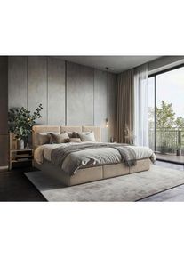 Mid.you Familienbett , Beige , Kunststoff , H3 , 240x200 cm , Bettkasten, gepolstertes Kopfteil, Stoffauswahl, In verschiedenen Gr&ouml;ssen erh&auml;ltlich , Schlafzimmer, Betten