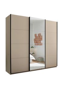 CARRYHOME Schwebet&uuml;renschrank , Kaschmir , Metall , 5 F&auml;cher , 3 Schublade(n) Schubladen , 215x204x63 cm , Schrankfront mit Spiegel , Schlafzimmer, Komplette Schlafzimmer und Serien, Schlafzimmerserien