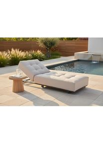 Ambia Garden Gartenliege , Anthrazit, Beige , Metall, Textil , F&uuml;llung: Polyurethan (Pur) , 200x31x75 cm , R&uuml;ckenlehne verstellbar , Gartenm&ouml;bel, Gartenliegen, Sonnenliegen