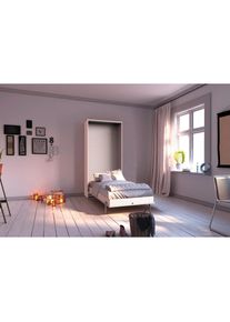 Mid.you Schrankbett , Weiss , Metall , Birke , Schichtholz , 90x200 cm , Federholzleisten verleimt , Schlafzimmer, Betten, G&auml;stebetten