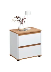 CARRYHOME Nachttisch , Weiss, Eiche Artisan , Holzwerkstoff , 2 Schublade(n) Schubladen , 50x50x38 cm , Schlafzimmer, Nachttische