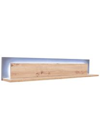 Livetastic Wandboard , Anthrazit, Eichefarben , Holzwerkstoff , 139x24x20 cm , Made in EU , Wohnzimmer, Regale, Wandboards