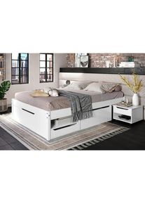 Mid.you Stauraumbett , Weiss , Holz , Kiefer,Kiefer , massiv,massiv , 11 F&auml;cher , 7 Schublade(n) Schubladen , 140x200 cm , FSC MIX , Lattenrost, mit Schubk&auml;sten , Schlafzimmer, Betten, Einzel- & Doppelbetten