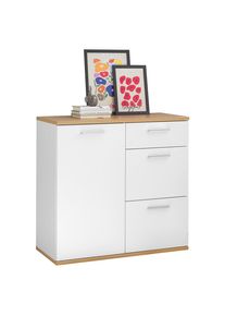 Mid.you Kommode , Weiss, Eiche Artisan , Kunststoff , 1 F&auml;cher , 3 Schublade(n) Schubladen , 90x86x37 cm , Beim&ouml;bel erh&auml;ltlich , Kleinm&ouml;bel, Kommoden, Kommoden