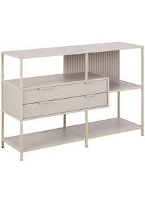 Regal , Hellgrau , Holzwerkstoff , 3 F&auml;cher , 2 Schublade(n) Schubladen , 114x78x35 cm , Wohnzimmer, Regale, B&uuml;cherregale