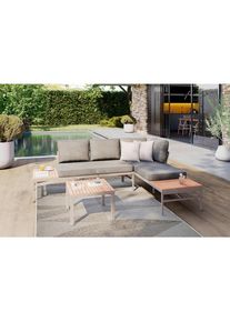 Ambia Garden Loungegarnitur , Beige, Beigebraun , Holz, Metall, Textil , Akazie , vollmassiv , 57x35x57 cm , Gartenm&ouml;bel, Loungem&ouml;bel, Gartenlounge-Sets