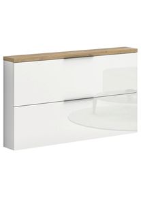 Xora Schuhkipper , Eichefarben, Weiss Hochglanz , Holzwerkstoff , 140x82x19 cm , h&auml;ngend , Garderobe, Schuhaufbewahrung, Schuhkipper