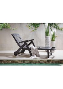 Ambia Garden Gartenliege , Anthrazit , Kunststoff , 195x101x72 cm , Made in Italy , R&auml;der am Kopfende, klappbar, R&uuml;ckenlehne verstellbar , Gartenm&ouml;bel, Gartenliegen, Sonnenliegen