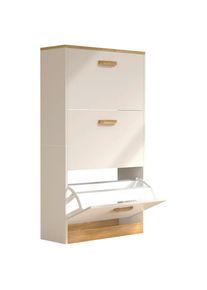 Mid.you Schuhschrank , Weiss, Honigeiche , Holzwerkstoff , 59x105x22 cm , stehend , Garderobe, Schuhaufbewahrung, Schuhschr&auml;nke