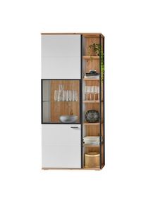 Stylife Vitrine , Schwarz, Weiss, Eiche Artisan , Glas, Holzwerkstoff , 10 F&auml;cher , 90x206x37 cm , Typenauswahl, Beim&ouml;bel erh&auml;ltlich , Wohnzimmer, Wohnw&auml;nde, Wohnwand- Serien