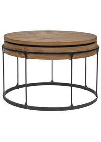 Novel Couchtisch , Schwarz, Eichefarben , Holz, Metall , Eiche , massiv , rund , rund , 73x48x73 cm , Wohnzimmer, Wohnzimmertische, Couchtische, Couchtische rund