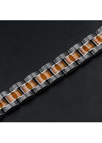 Holzkern Armband Marked (Koa/Silber), Naturholz, Herren, gr&ouml;&szlig;enverstellbar