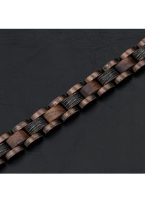 Holzkern Armband Marked (Walnuss/Kupfer), Naturholz, Herren, gr&ouml;&szlig;enverstellbar