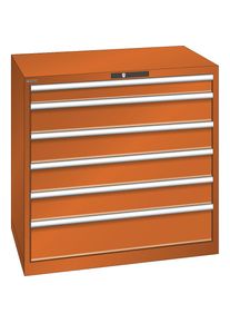 ESD-Schubladenschrank, BxTxH 1023 x 725 x 1000 mm, 6 Schubladen, Traglast 75 kg, orange LISTA