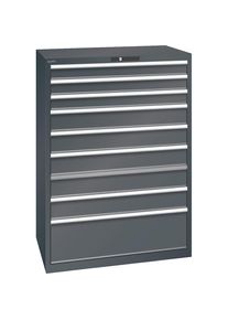 Armoire &agrave; tiroirs antistatique, l x p x h 1023 x 725 x 1450 mm, 9 tiroirs, charge max. 75 kg / 1 x 300 mm avec 200 kg, anthracite LISTA