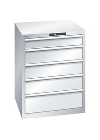 ESD-Schubladenschrank, BxTxH 717 x 725 x 850 mm, 5 Schubladen, Traglast 75 kg, lichtgrau LISTA