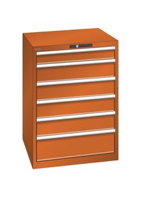 ESD-Schubladenschrank, BxTxH 717 x 725 x 1000 mm, 6 Schubladen, Traglast 75 kg, orange LISTA