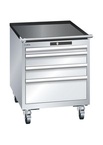 Armoire &agrave; tiroirs antistatique mobile, l x p x h 564 x 725 x 723 mm, 4 tiroirs, 1 x 50 / 2 x 100 / 1 x 200 mm, gris clair LISTA