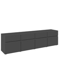 Xora Lowboard , Anthrazit , Holzwerkstoff , 4 Schublade(n) Schubladen , 200x52.8x40 cm , stehend, in verschiedenen Holzdekoren erh&auml;ltlich , Wohnzimmer, TV M&ouml;bel, Lowboards, Lowboards stehend
