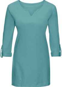 Damen Longshirt mit &Auml;rmeln zum Krempeln t&uuml;rkis