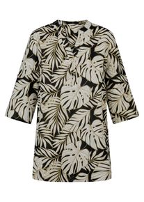 Emilia Lay - Long-Bluse mit 3/4-Arm, schwarz, Gr. 42, Leinen