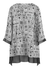 Emilia Lay - Long-Bluse mit 3/4-Arm, weiss, Gr. 46, Viskose