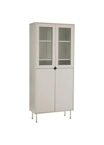 Xora Vitrine , Seidengrau , Metall, Glas, Holzwerkstoff , 4 F&auml;cher , 80x186x35 cm , Typenauswahl , Esszimmer, Vitrinen, Vitrinenschr&auml;nke