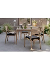 Ambia Garden Gartentischgruppe , Teakfarben , Holz, Textil , Akazie , Hartholz , F&uuml;llung: Komfortschaum , quadratisch , S&auml;ule , 90x65x75 cm , stapelbar , Gartenm&ouml;bel, Gartentische