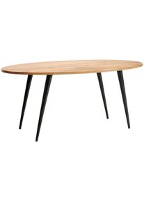 Mid.you Esstisch , Naturfarben , Holz, Metall , Mangoholz , vollmassiv , Holz , oval , konisch , 90x76x175 cm , Esszimmer, Esstische, Esstische