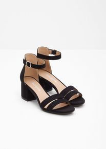 Sandalettes &agrave; talon carr&eacute; en noir, Taille 42, bonprix