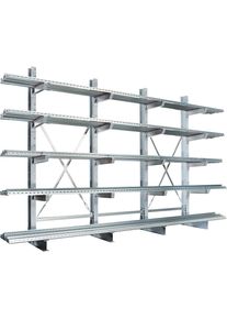 Rayonnage pour charges longues, simple face, galvanis&eacute; &agrave; chaud, h x l x p 4550 x 4500 x 750 mm