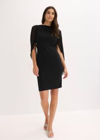 Cocktailkleid mit Chiffon-&Auml;rmel in schwarz, Gr&ouml;sse 54, bonprix