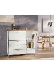 Tchibo - Meuble en m&eacute;tal &laquo; Cn3 &raquo; avec plateau en bois - blanc